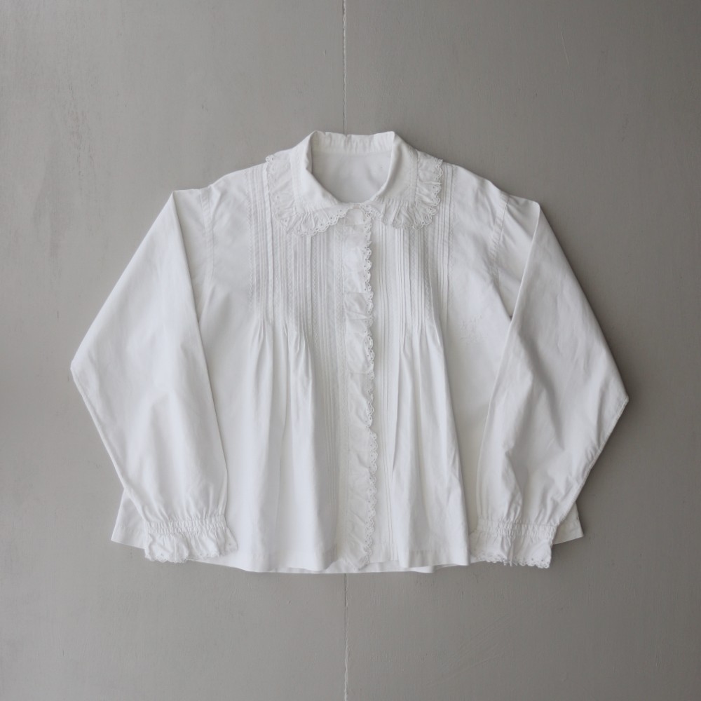 French antique white cotton blouse