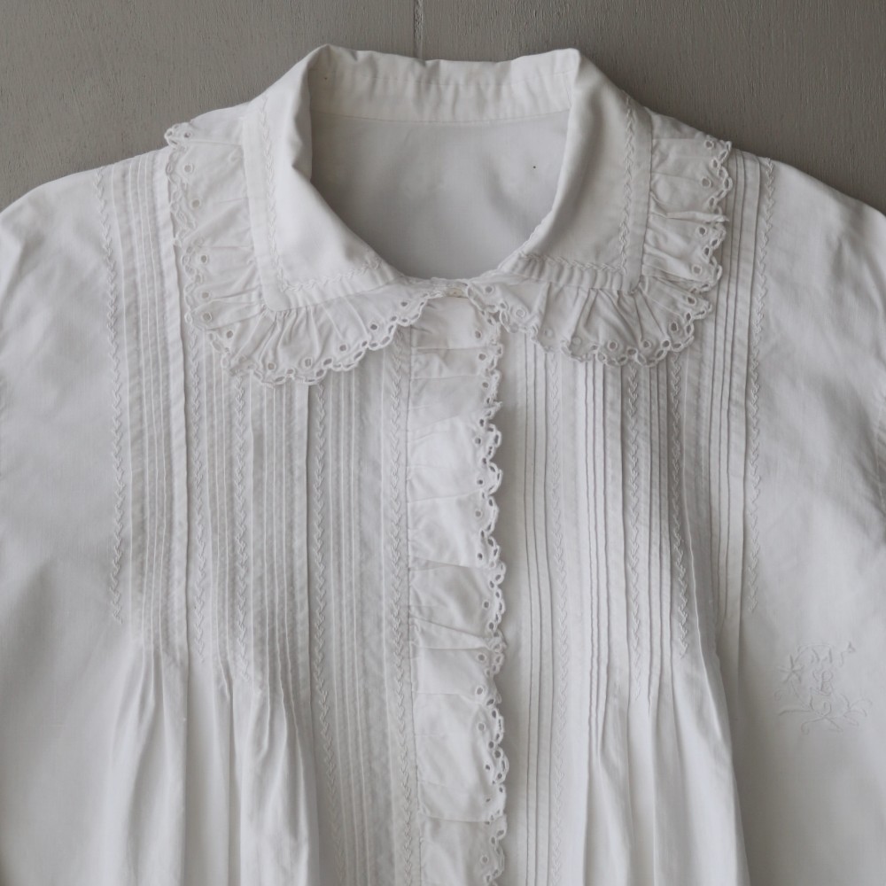 French antique white cotton blouse