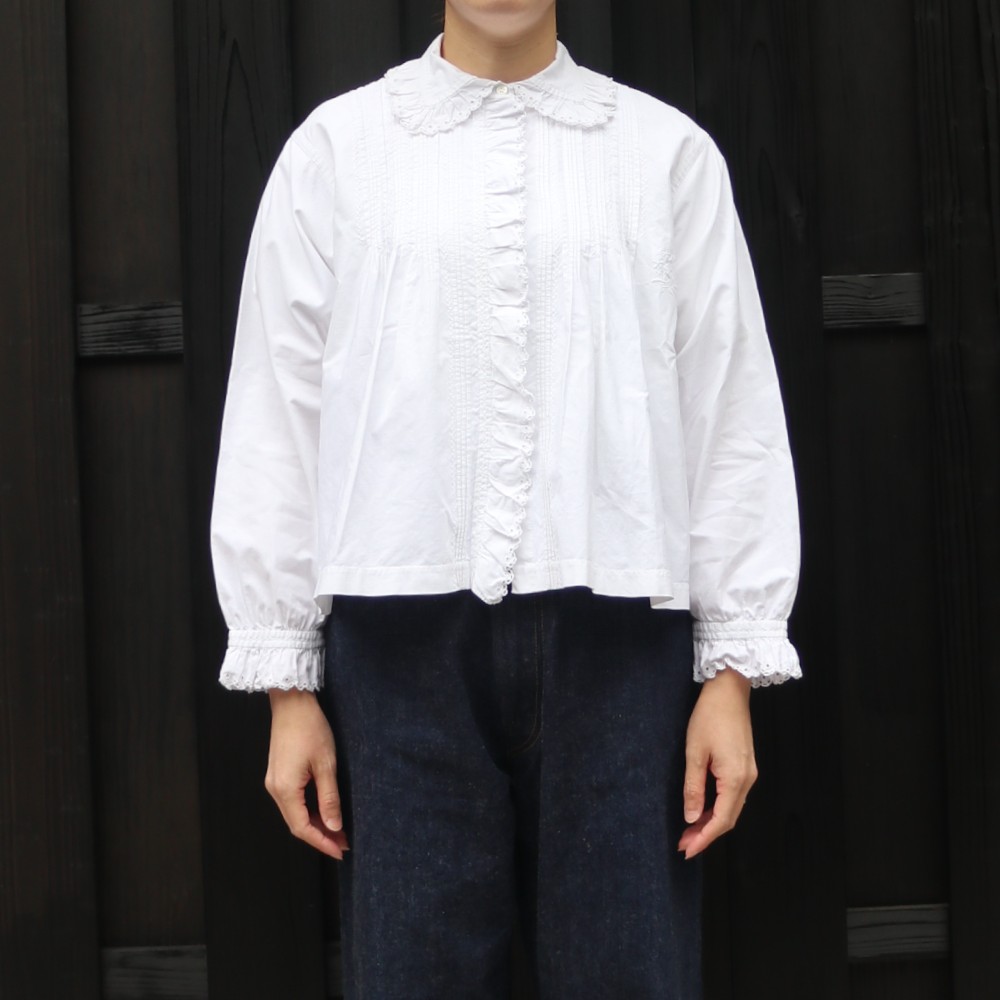 French antique white cotton blouse