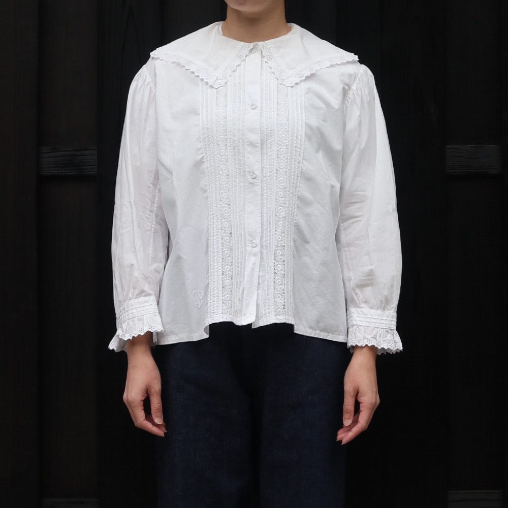 French antique white cotton blouse
