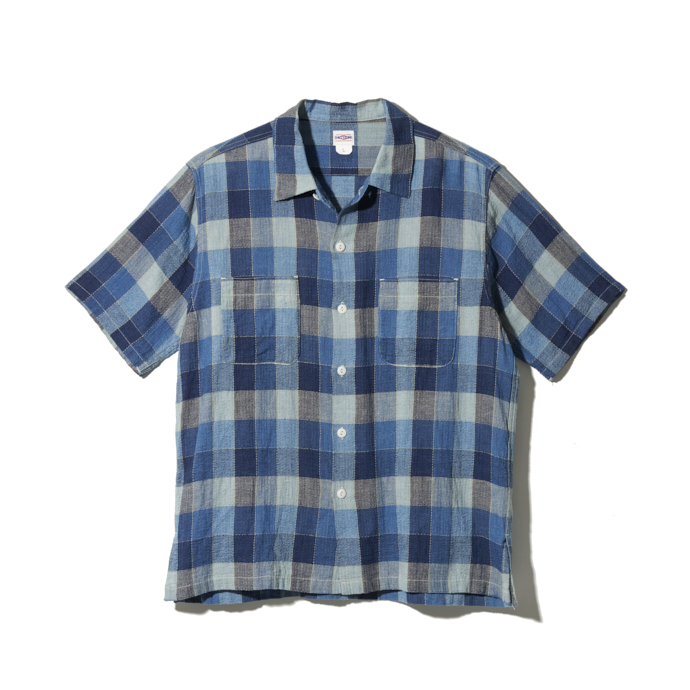 U54 QLS SHIRT INDIGO CREPE BLOCK CHECK