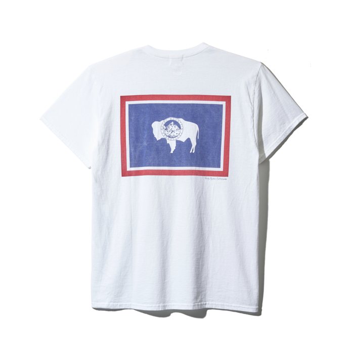 ロッキーマウンテンフェザーベッド プリントTシャツ 州旗 ワイオミング州