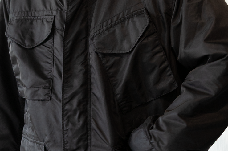 ENGINEERED GARMENTS  M65 FIELD JACKET - BLACK FLIGHT SATIN NYLON。