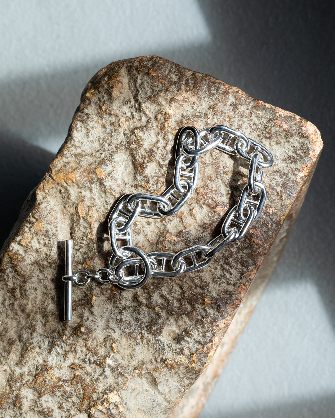 INTÉRIM / ANCHOR CHAIN T-BAR BRACELET ITALIAN SILVER 925 GRAND。